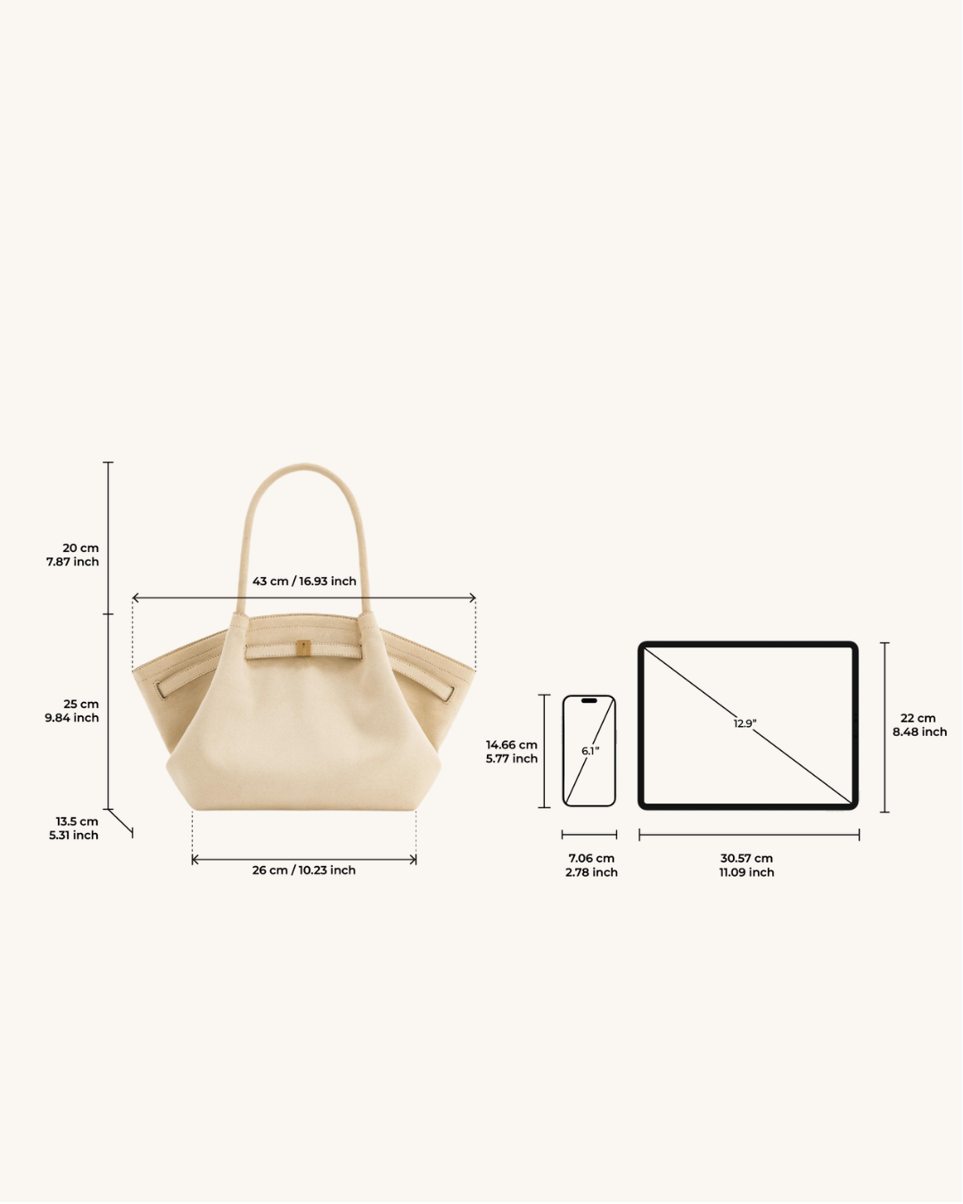 Sac suédé Hana - Blanc cassé