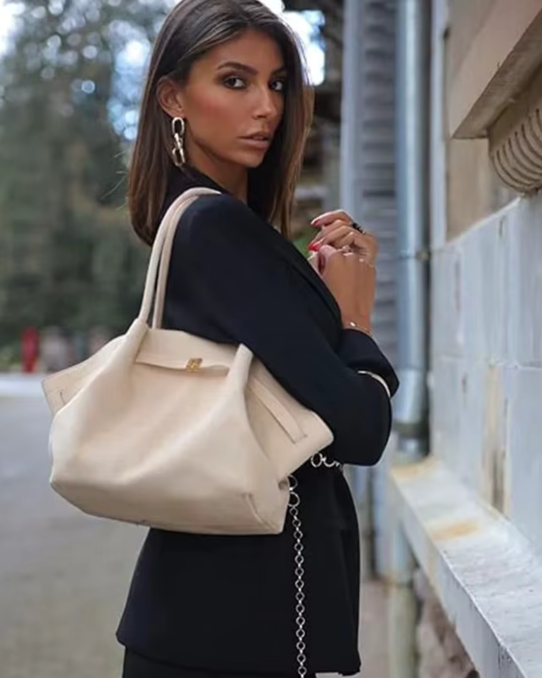 Sac suédé Hana - Blanc cassé