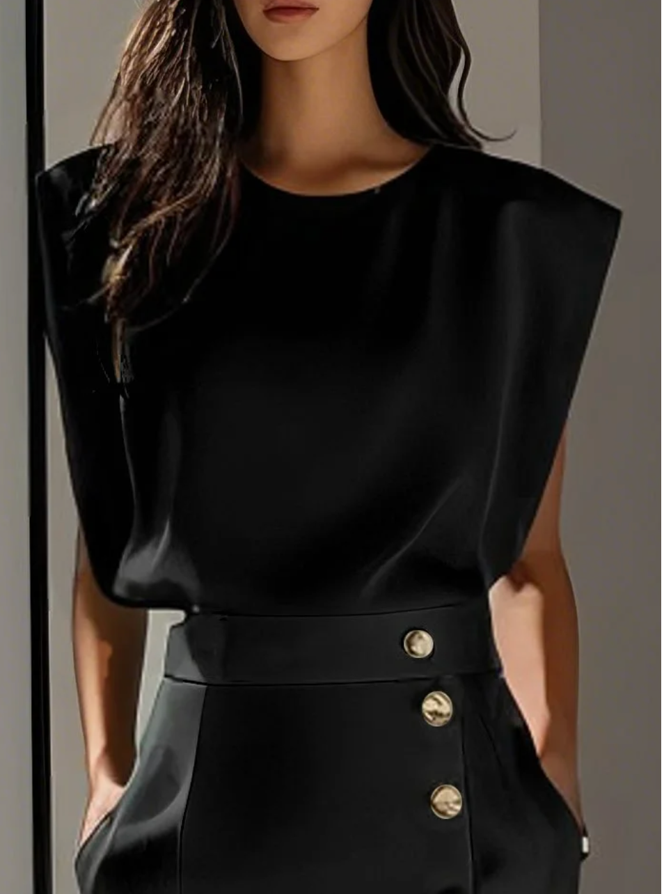 NOMI™ | Robe Écrue Élégante pour Femme – Robe d'Été avec Boutons Dorés et Fente Latérale
