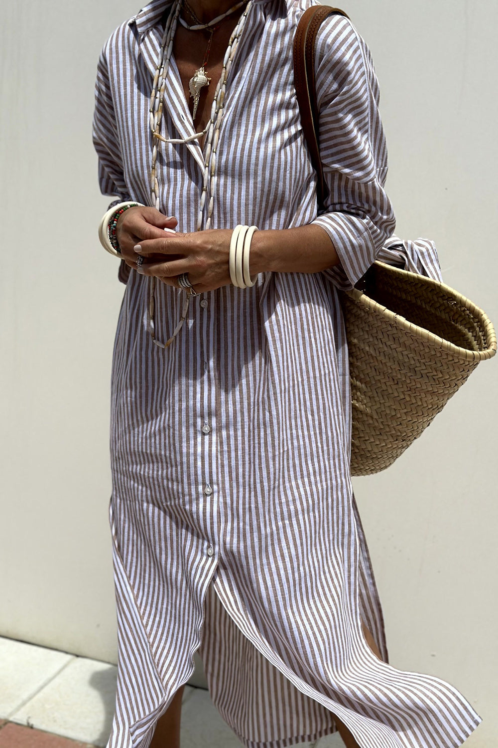 Sophia | Chemise Robe à Rayures Intemporelles et Confort Élégant