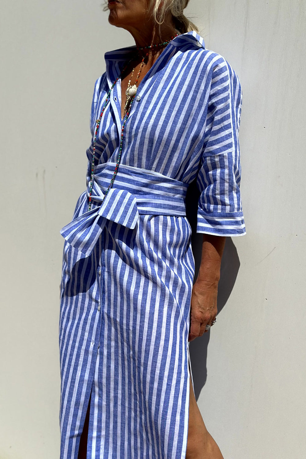 Sophia | Chemise Robe à Rayures Intemporelles et Confort Élégant